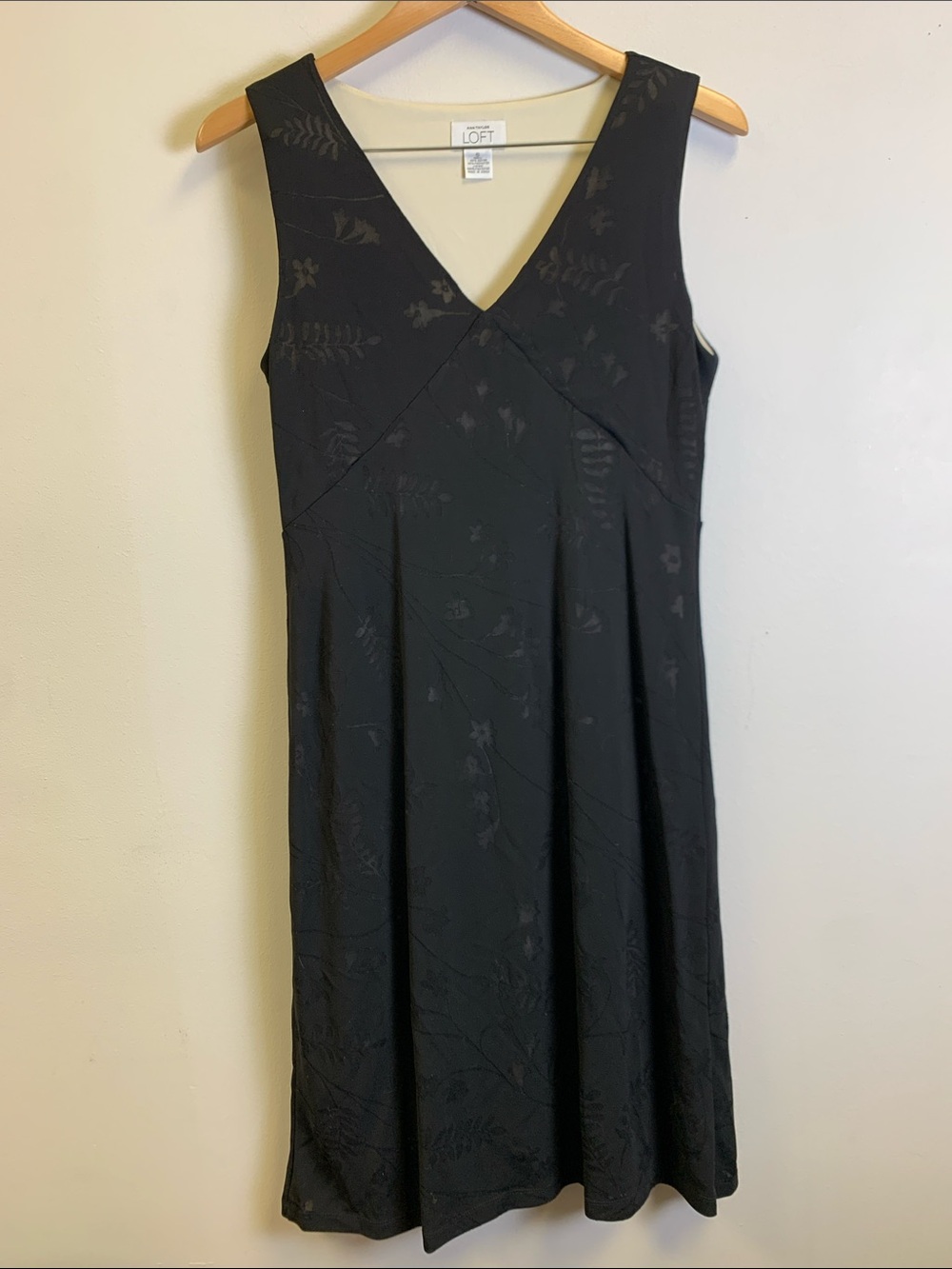 LOFT Black Sleeveless V-Neck Midi Dress